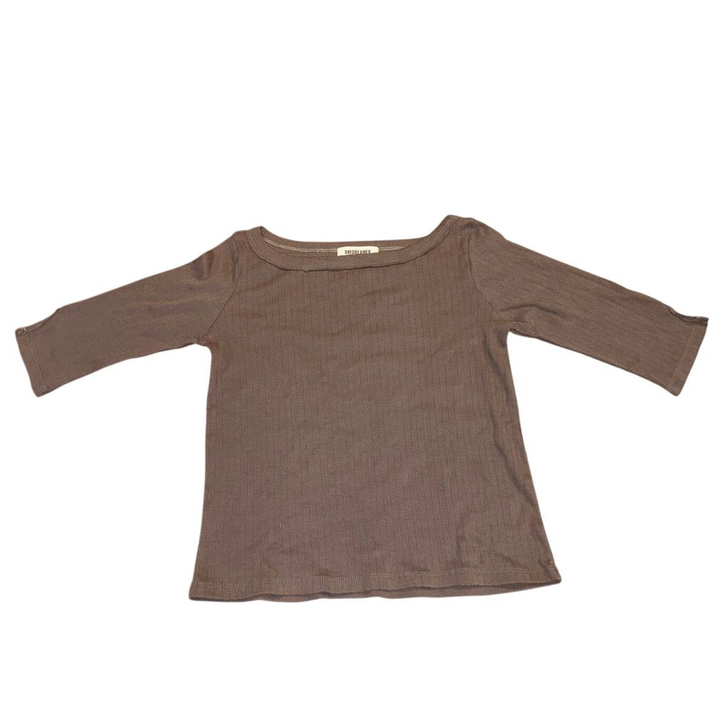 DAYDREAMER Brown 3/4 Sleeve Ribbed Top, P2P 19 - 21” New without Tag